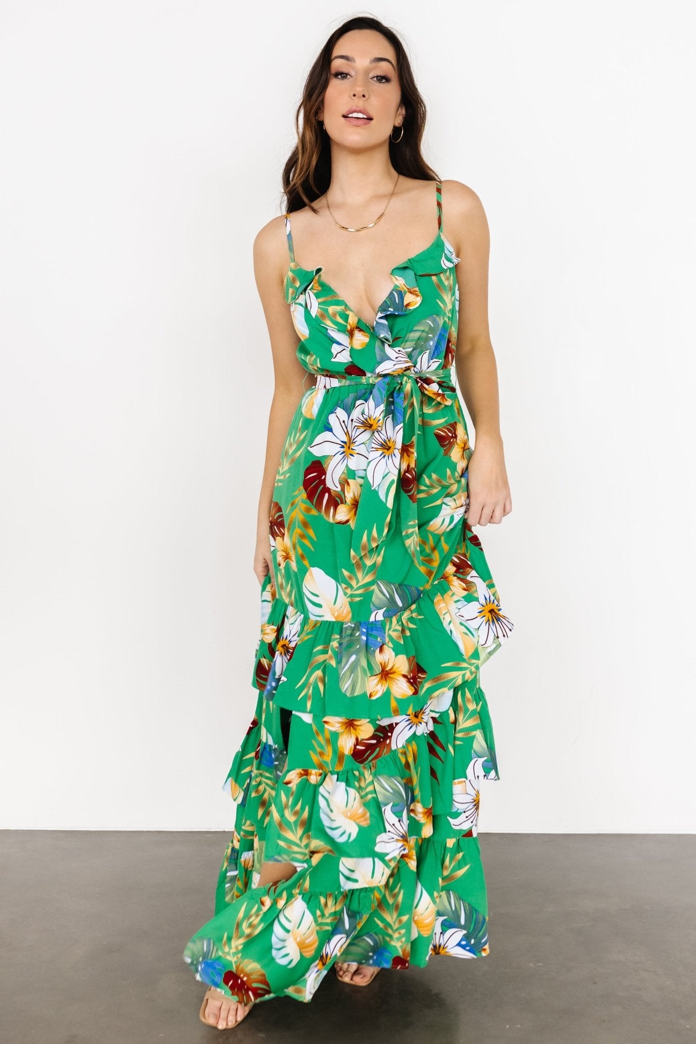 Dolores Ruffle Maxi Dress | Green Multi - Image 2