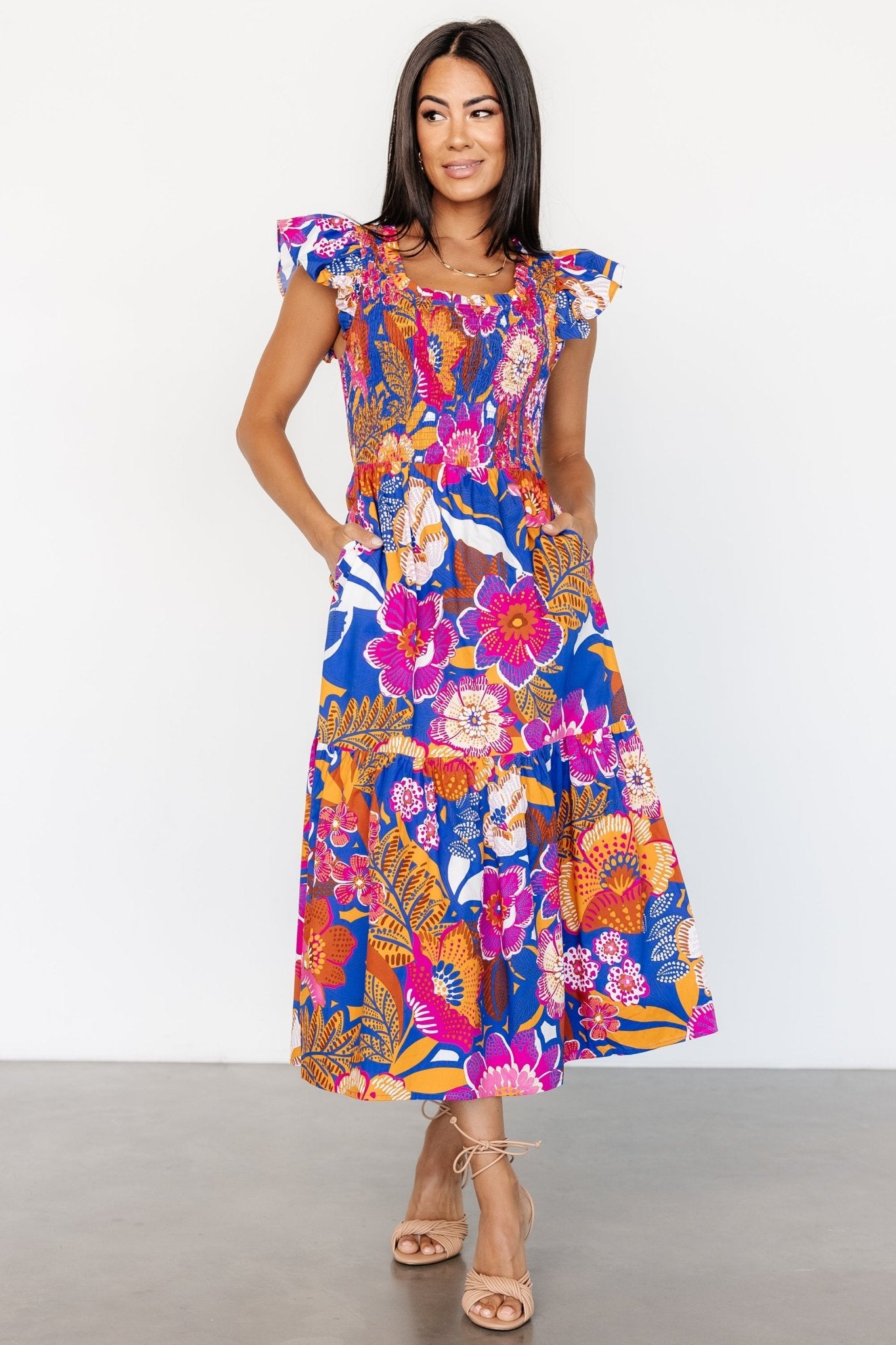 Dominique Midi Dress | Cobalt + Fuchsia Multi - Image 4