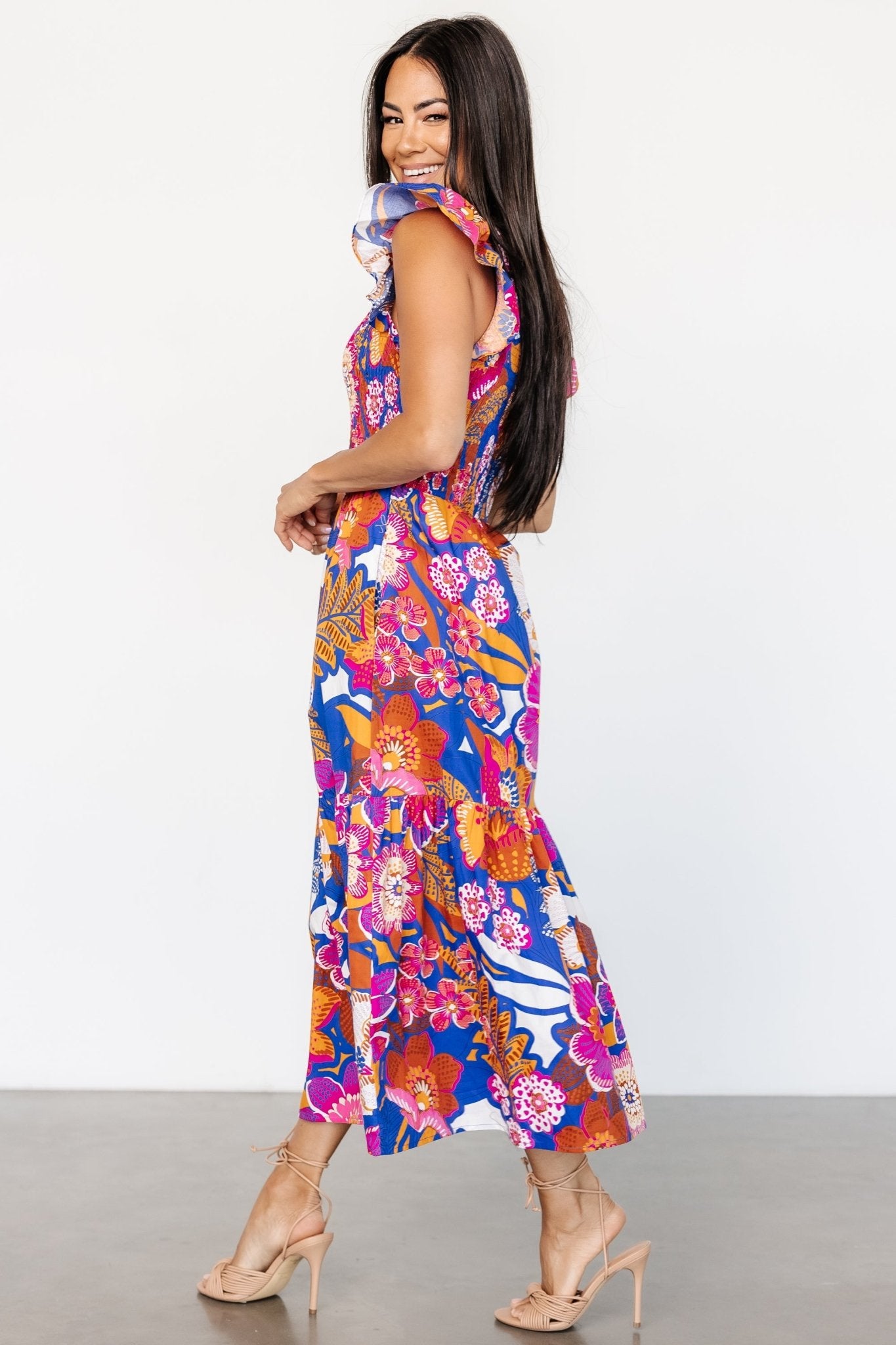 Dominique Midi Dress | Cobalt + Fuchsia Multi - Image 6