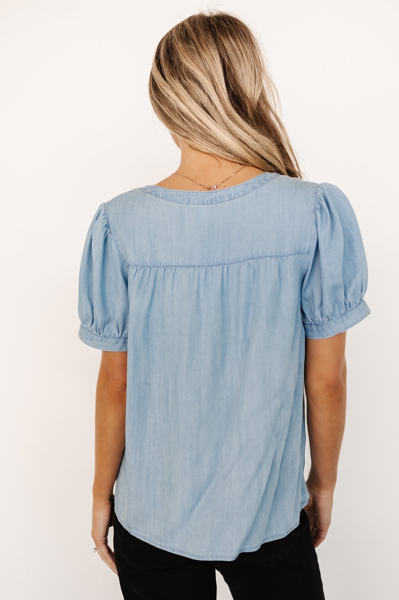 Dori Button Top | Washed Blue - Image 5