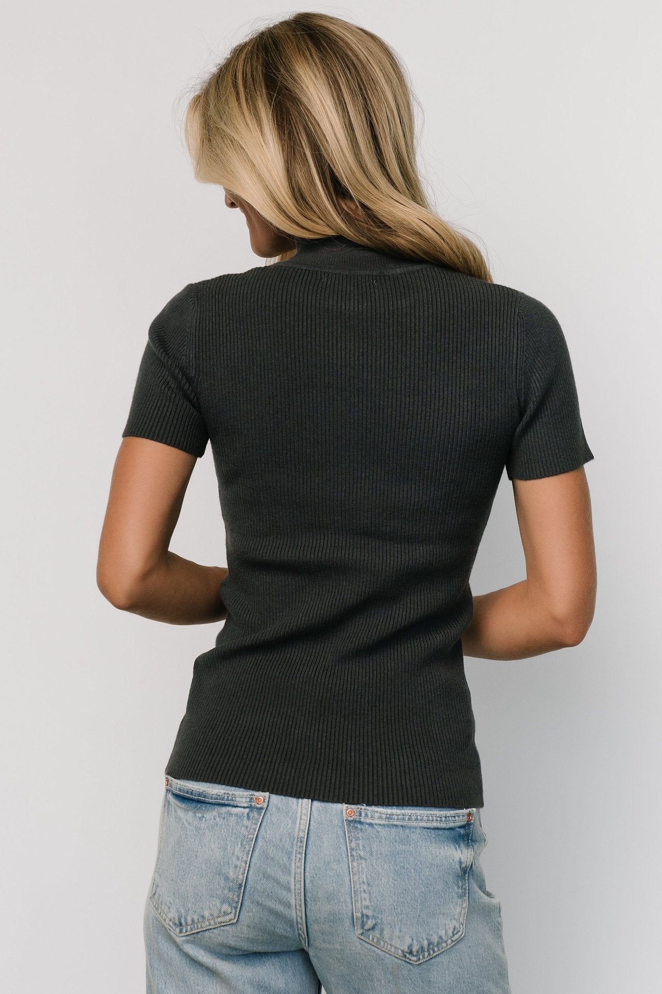 Edie Mock Neck Top | Deep Slate Blue - Image 6