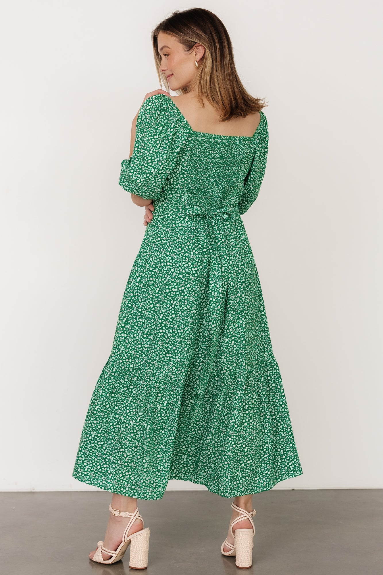 Elisabeth Button Dress | Green Floral - Image 4