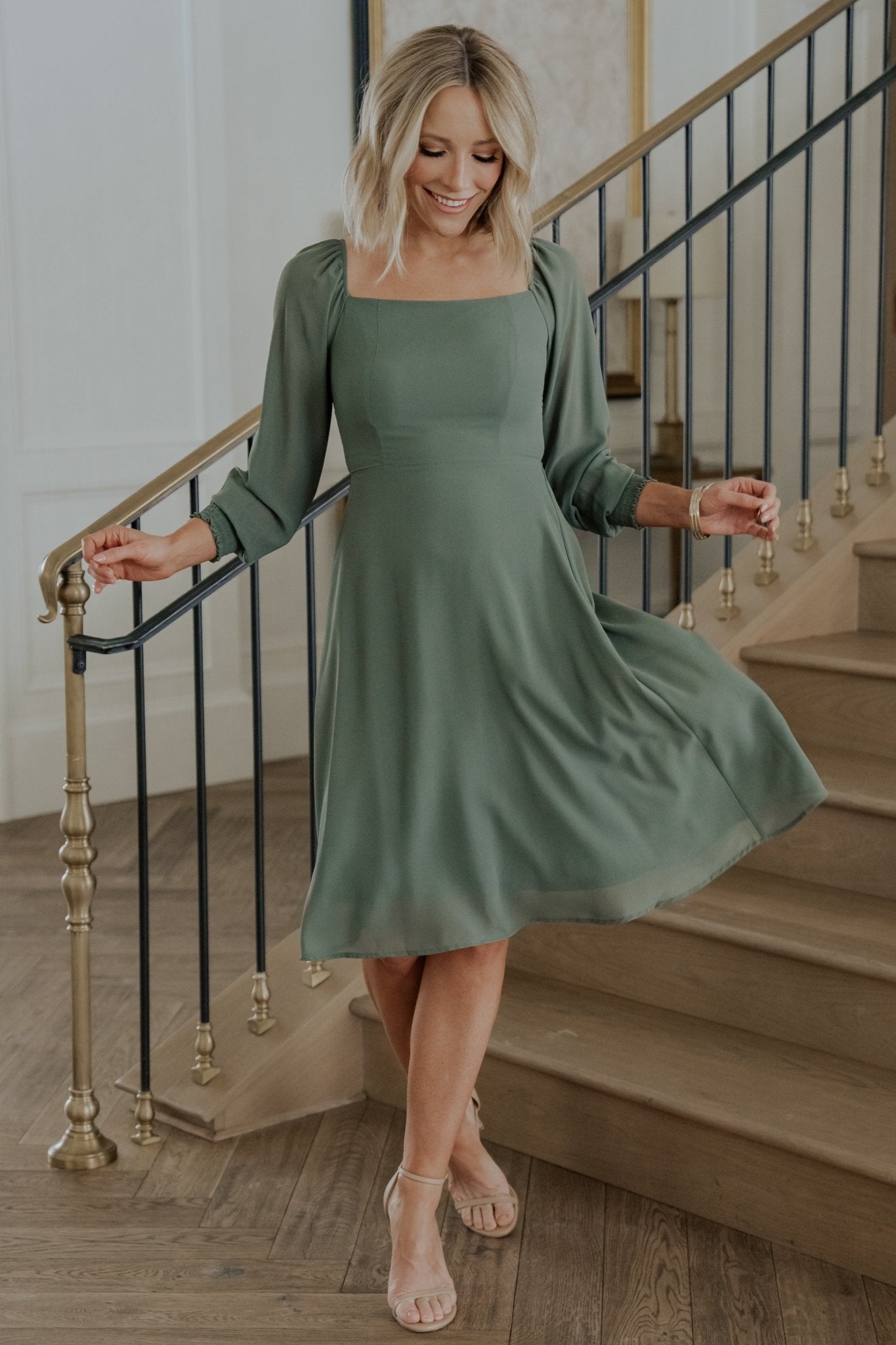 Elise Short Dress | Dark Sage - Image 2