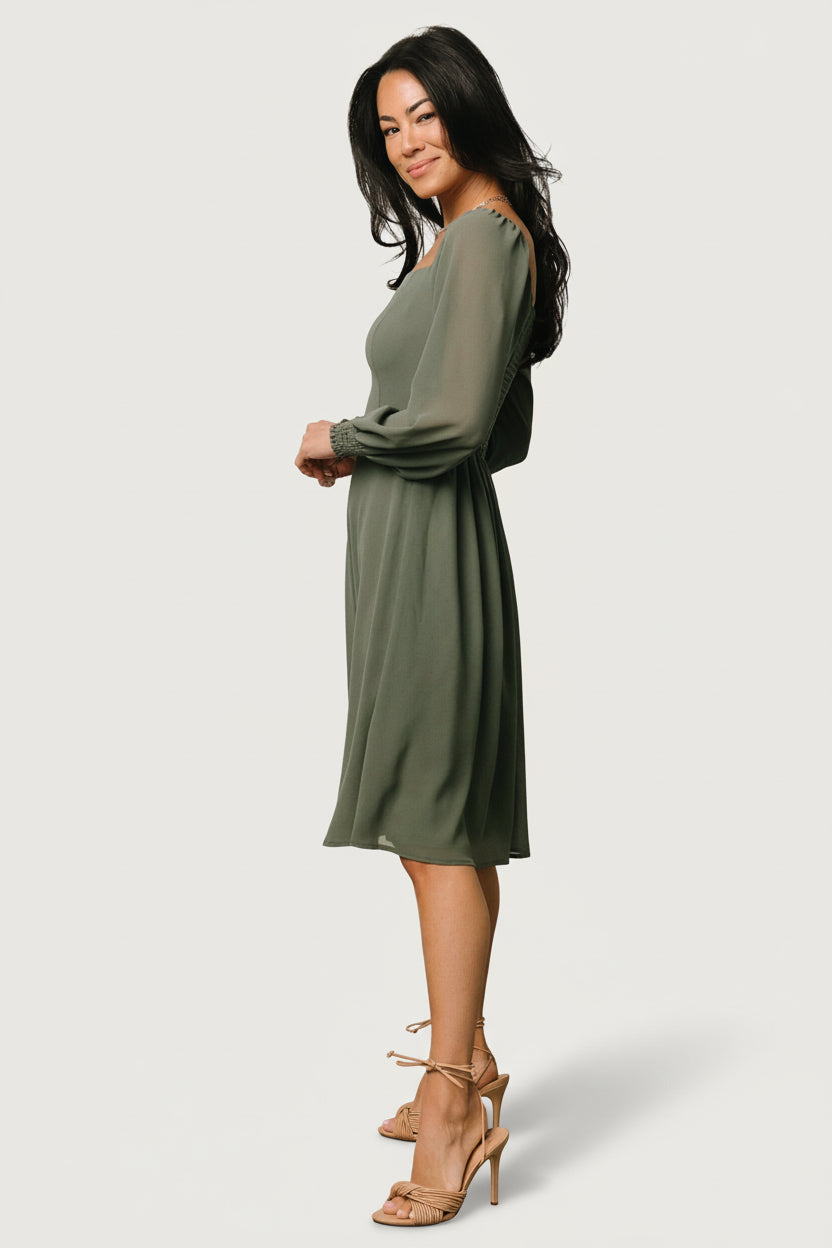 Elise Short Dress | Dark Sage - Image 6