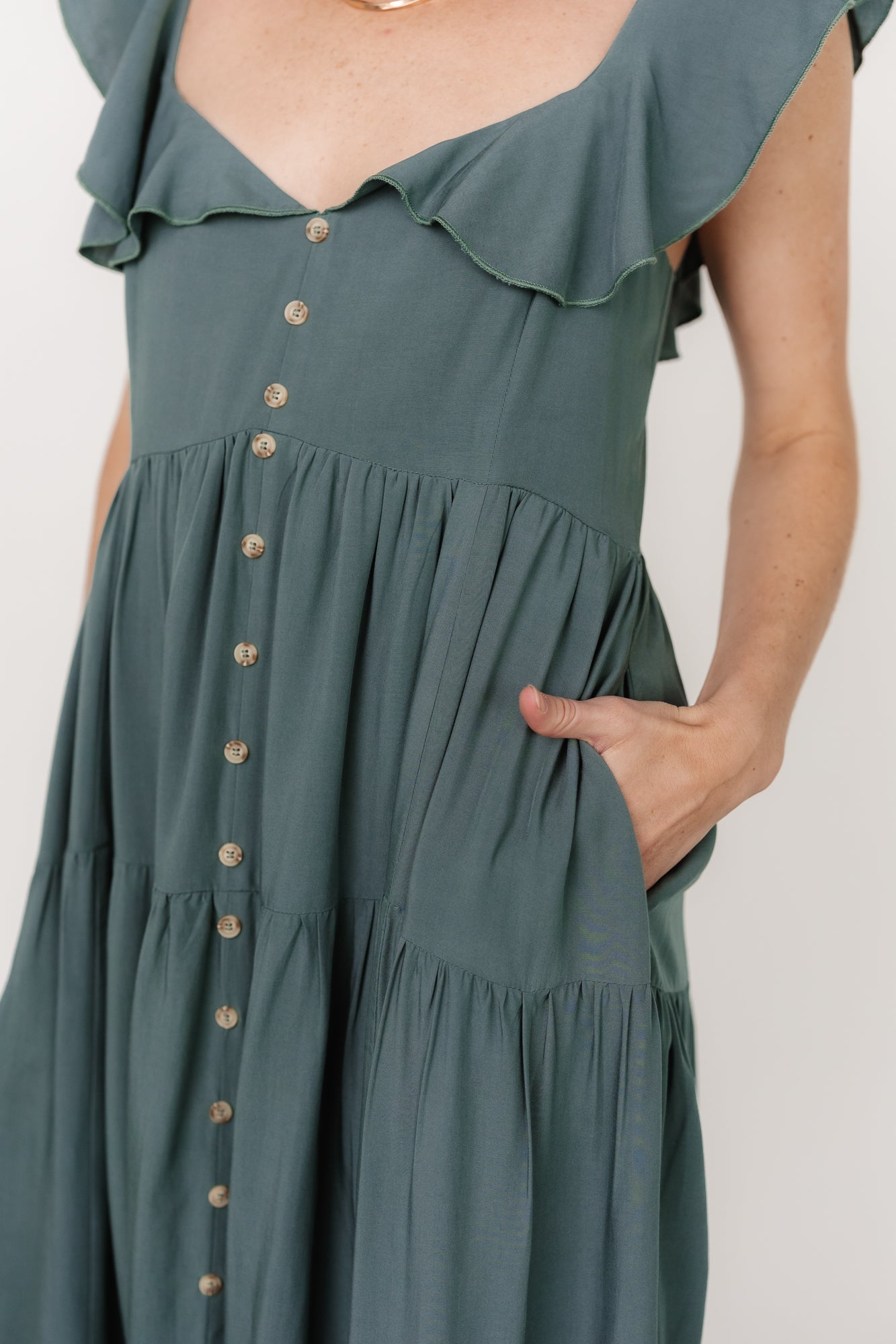 Ellie Ruffle Top Dress | Deep Teal - Image 5