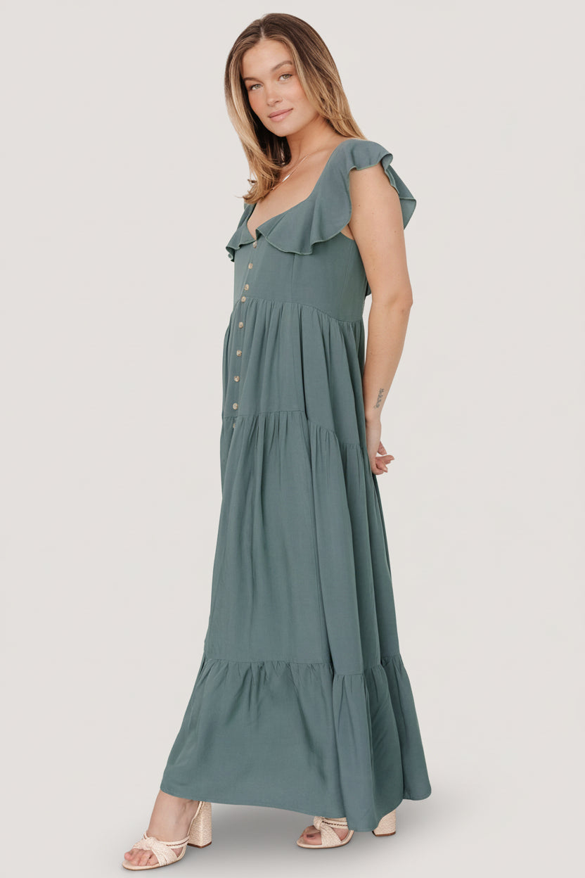 Ellie Ruffle Top Dress | Deep Teal - Image 3