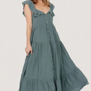 Ellie Ruffle Top Dress | Deep Teal
