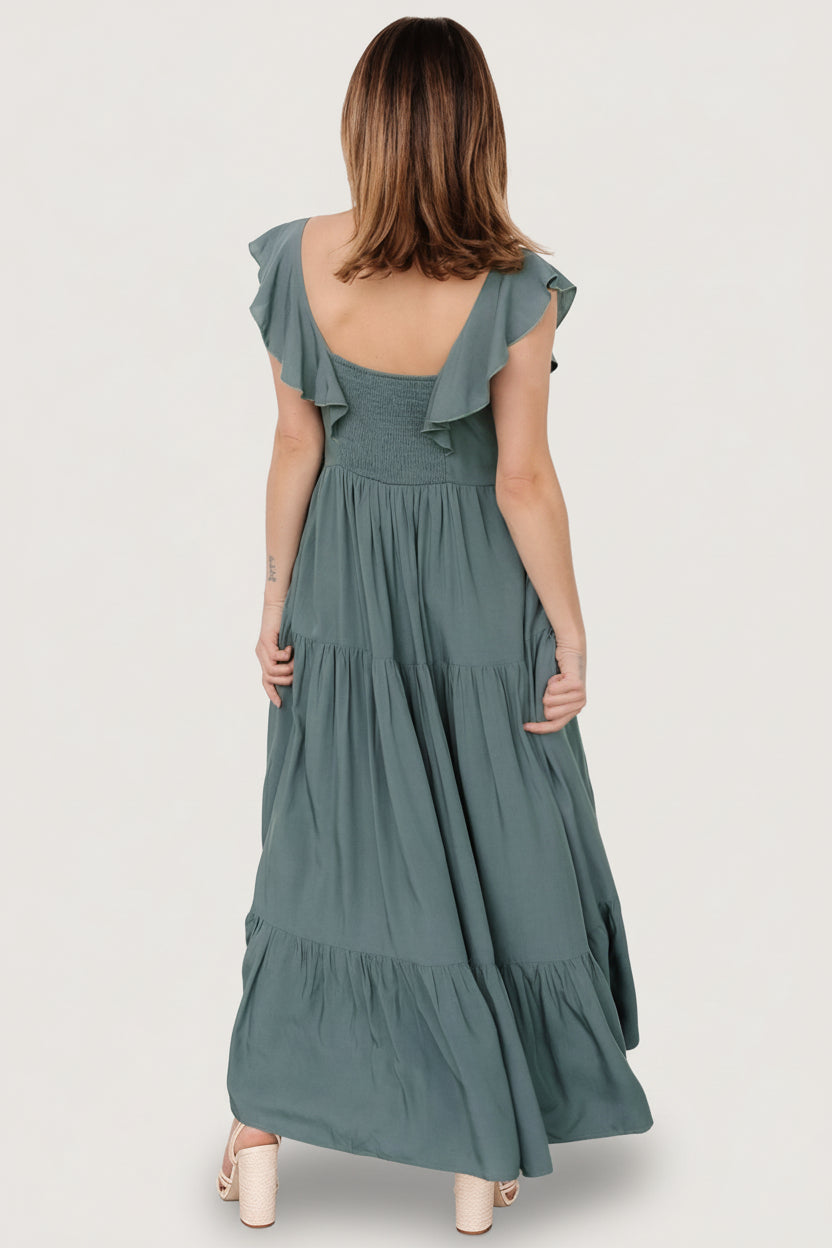 Ellie Ruffle Top Dress | Deep Teal - Image 6