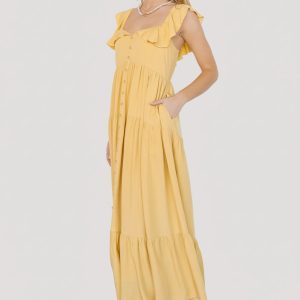 Ellie Ruffle Top Dress | Golden Yellow