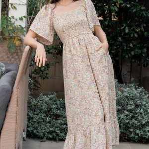 Ellory Smocked Midi Dress | Golden Multi Floral