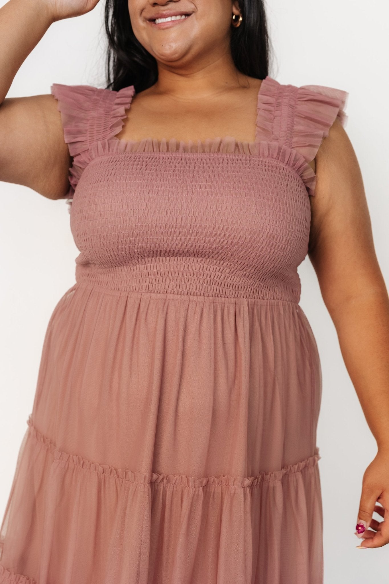 Emma Smocked Tulle Dress | Dusty Rose - Image 7