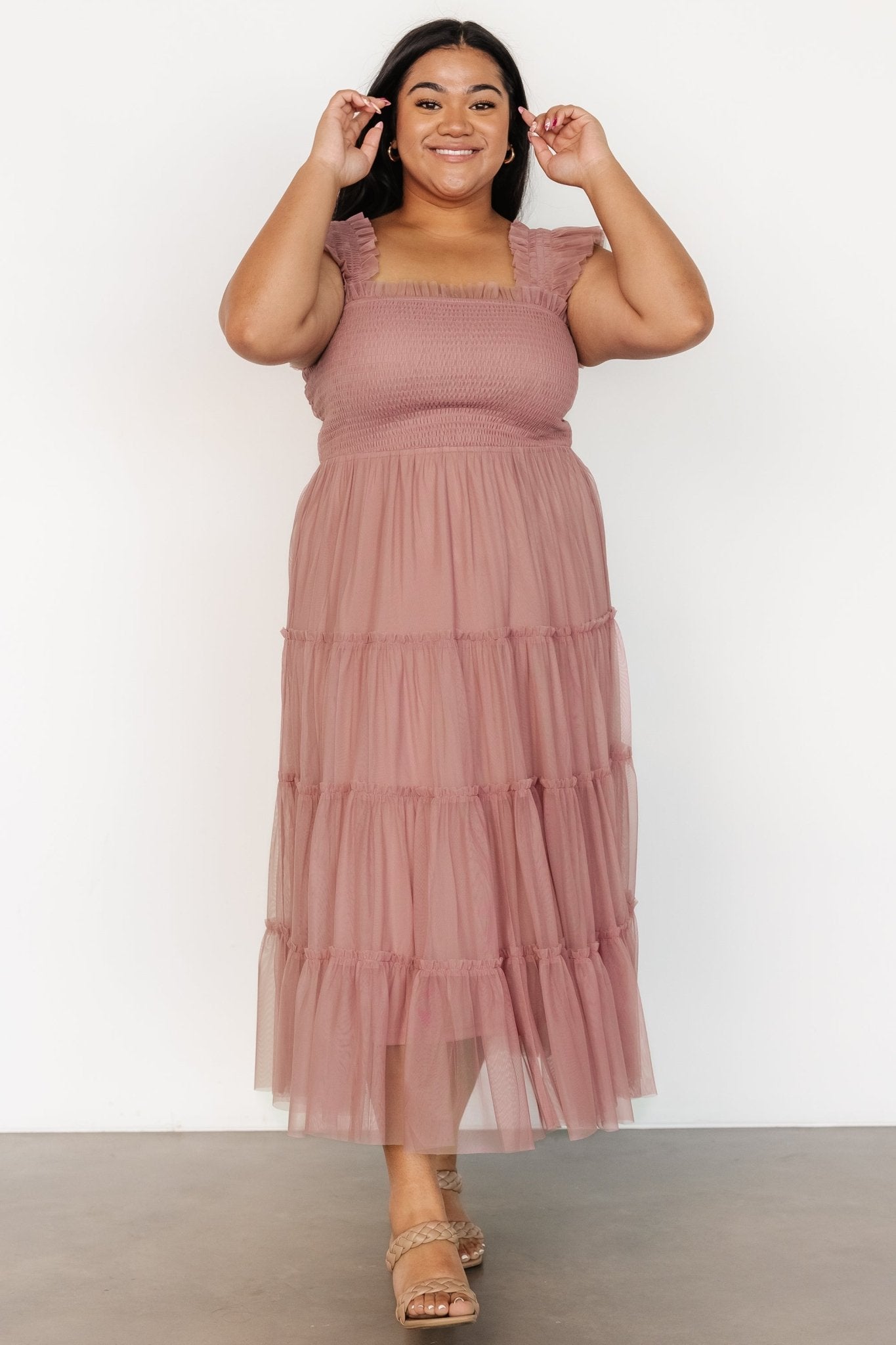 Emma Smocked Tulle Dress | Dusty Rose - Image 2