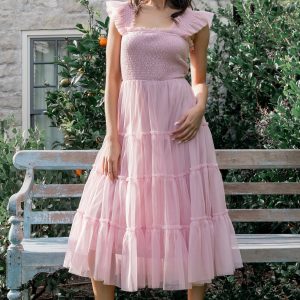Emma Smocked Tulle Dress | Mauve