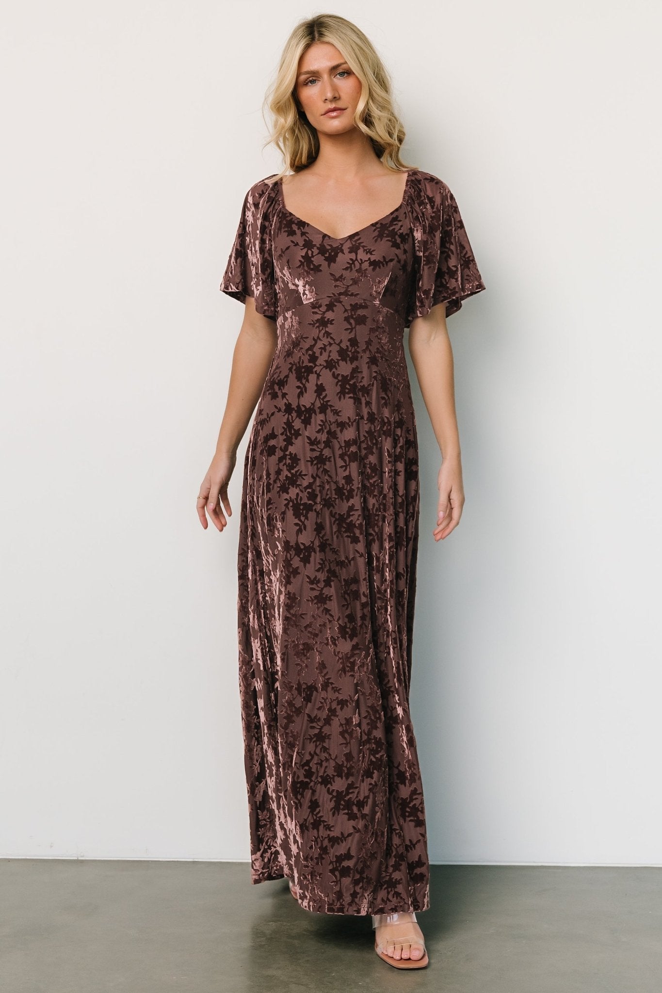 Everley Velvet Maxi Dress | Espresso - Image 6