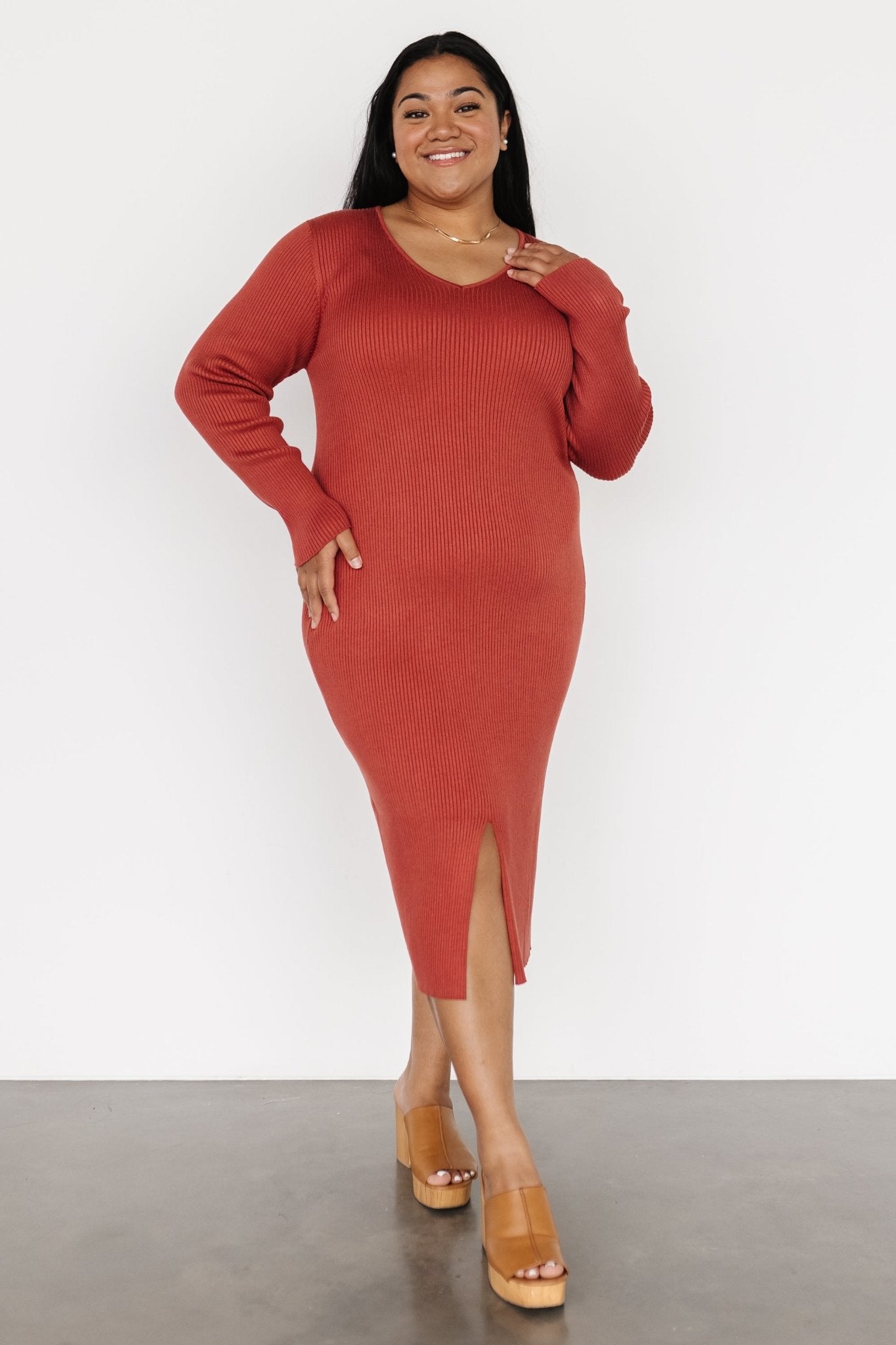Fairmount Ribbed Midi Dress | Clay - Image 3
