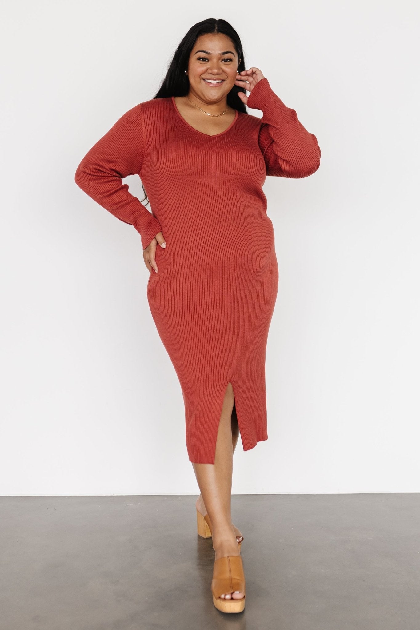 Fairmount Ribbed Midi Dress | Clay - Image 9