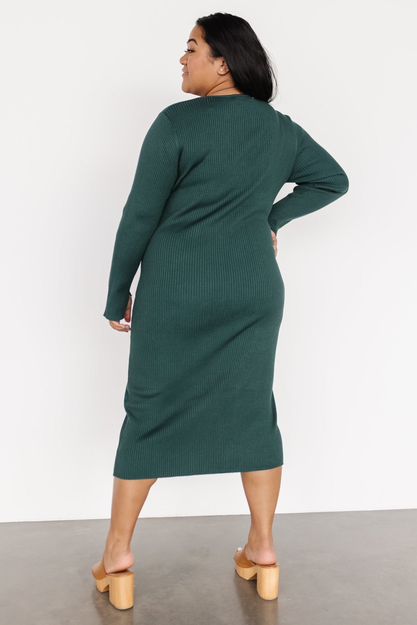 Fairmount Ribbed Midi Dress | Green - Image 6