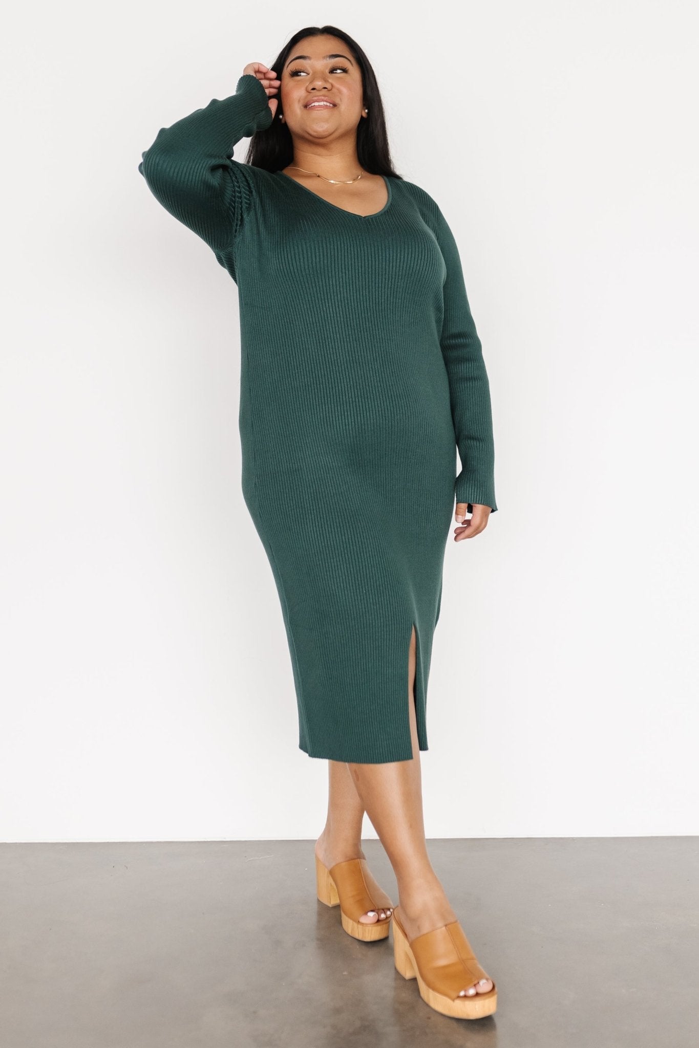 Fairmount Ribbed Midi Dress | Green - Image 9
