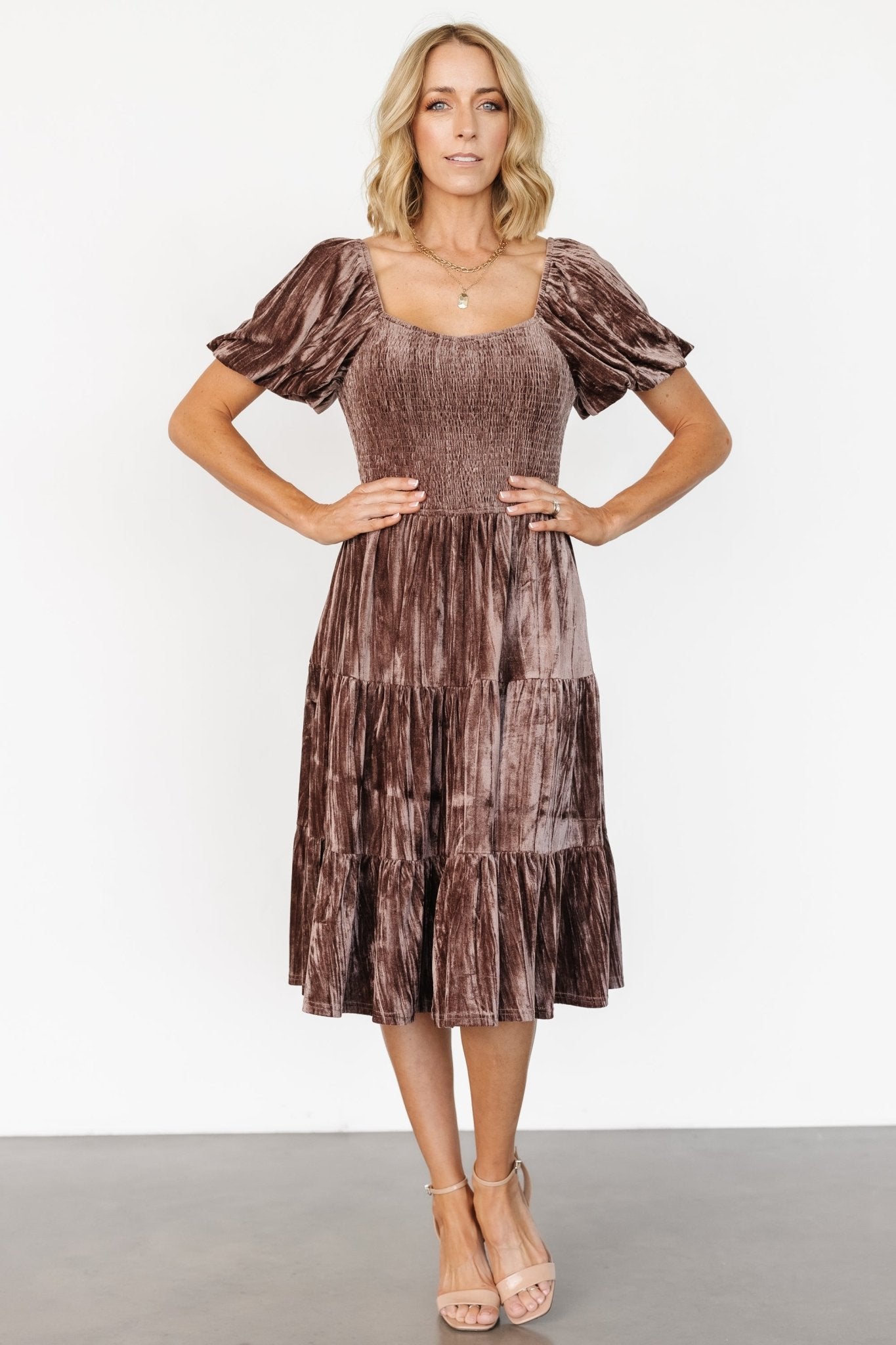 Fay Velvet Midi Dress | Cocoa - Image 2