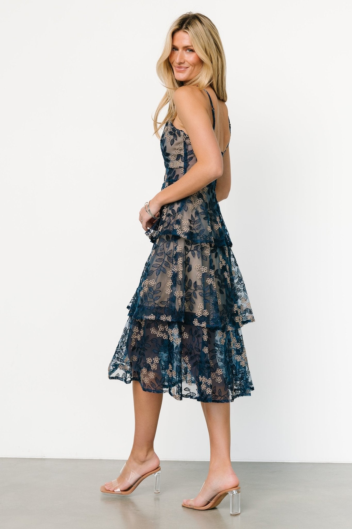 Georgiana Embroidered Midi Dress | Navy - Image 5