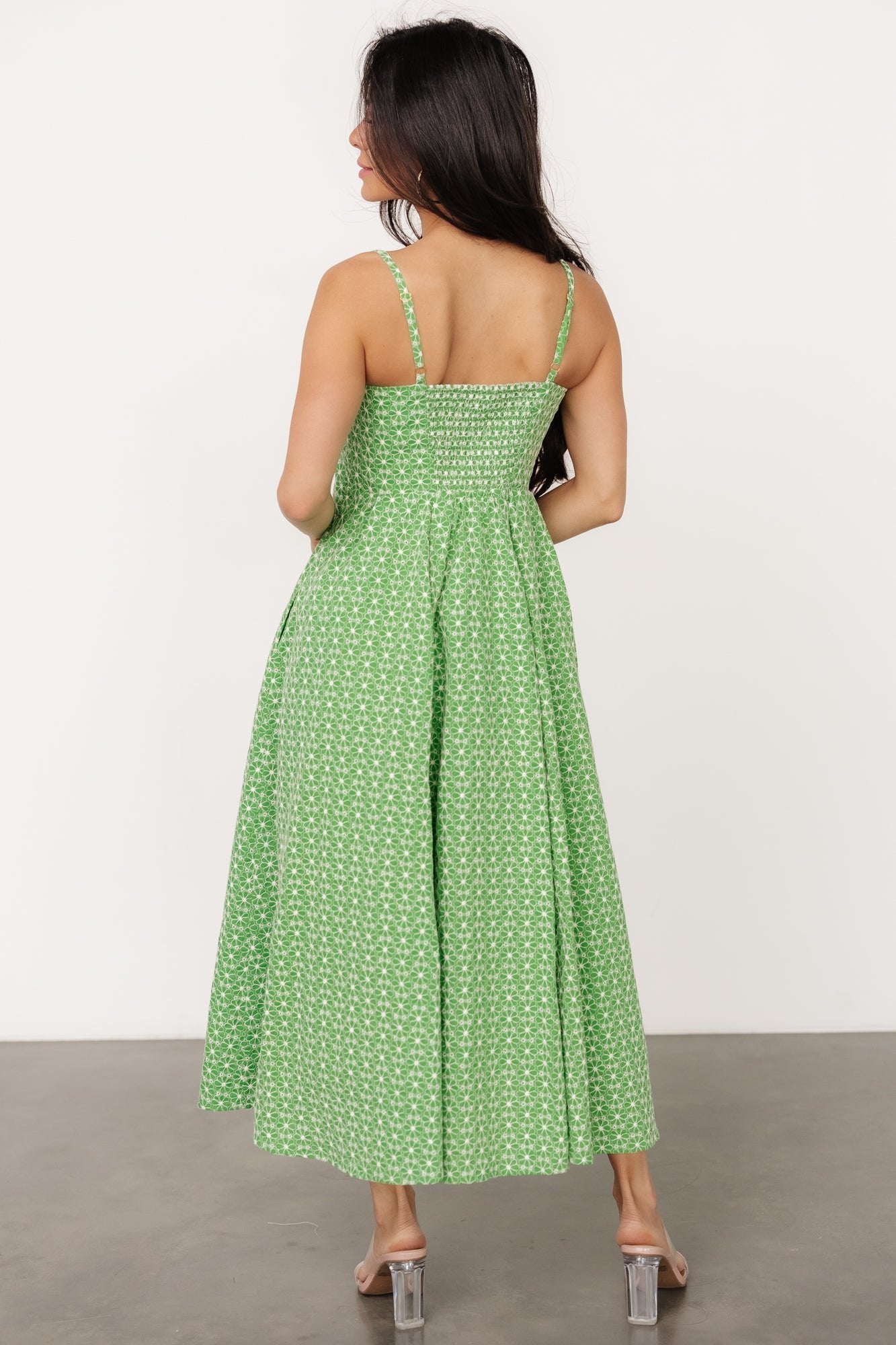 Gracelyn Embroidered Sweetheart Dress | Green Floral - Image 4