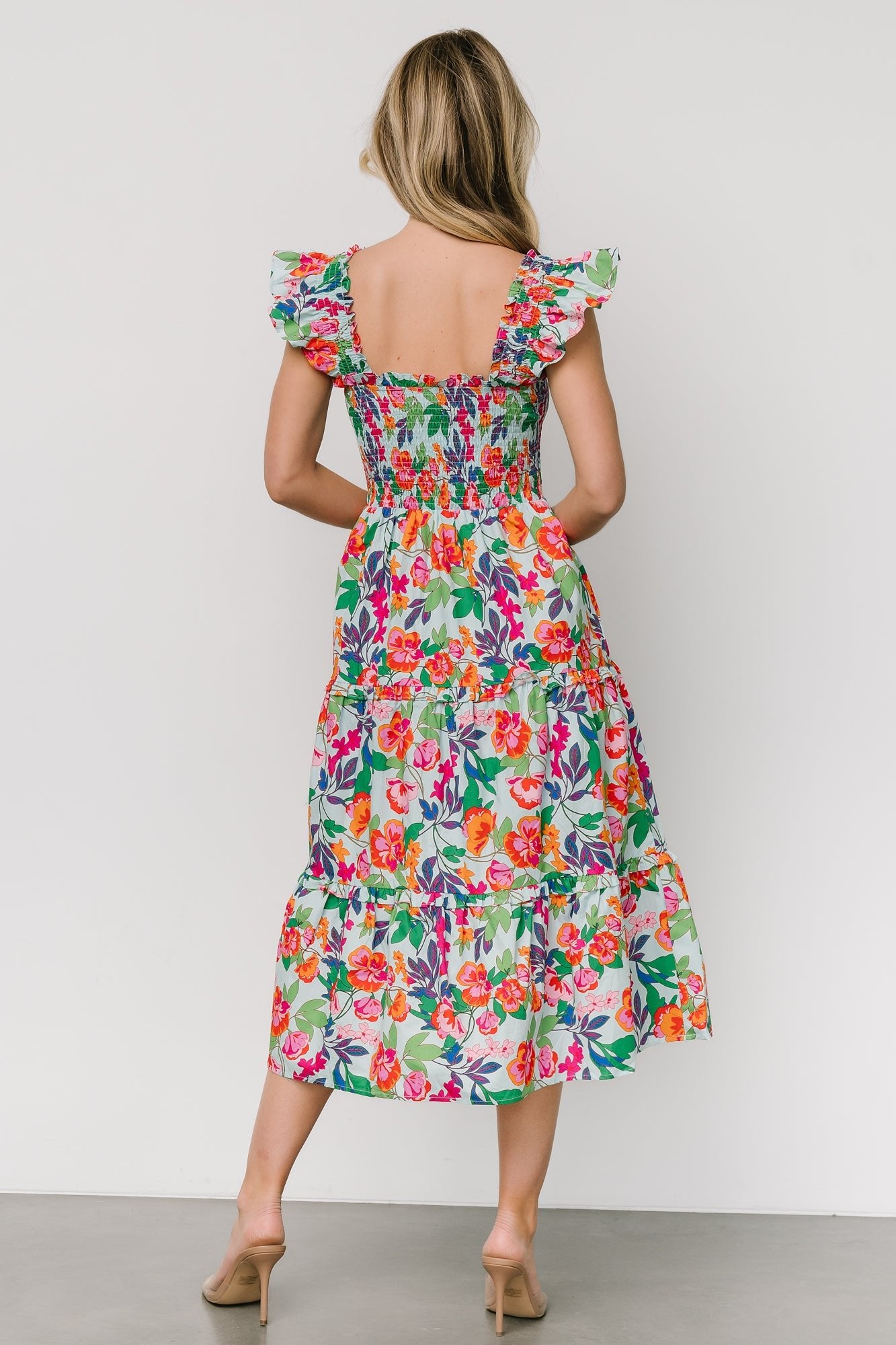 Harper Smocked Midi Dress | Blue Multi Floral - Image 4