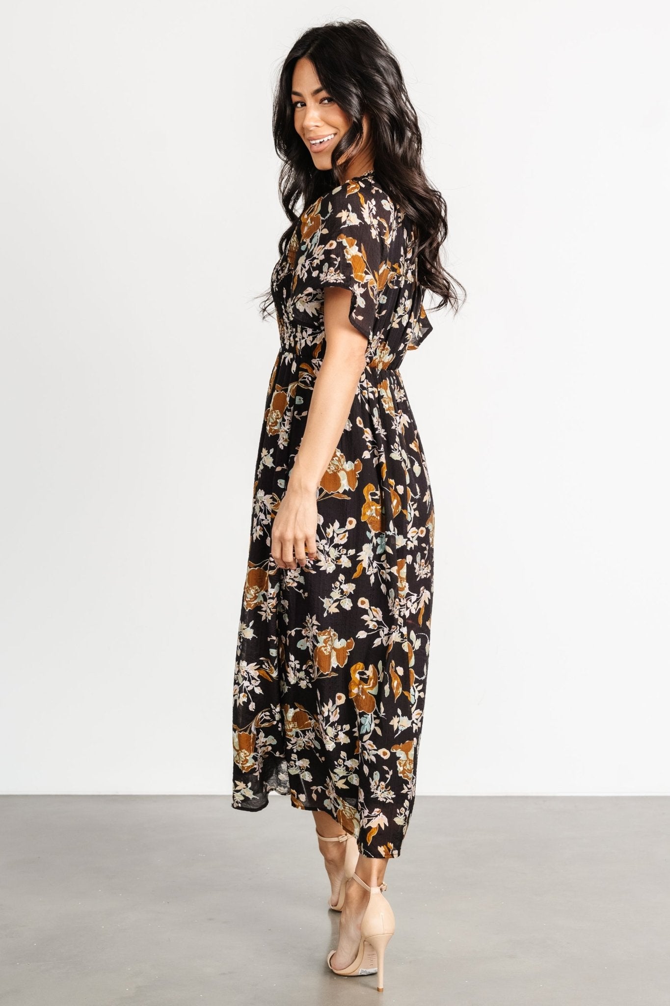 Hathaway Midi Dress | Black Floral - Image 3