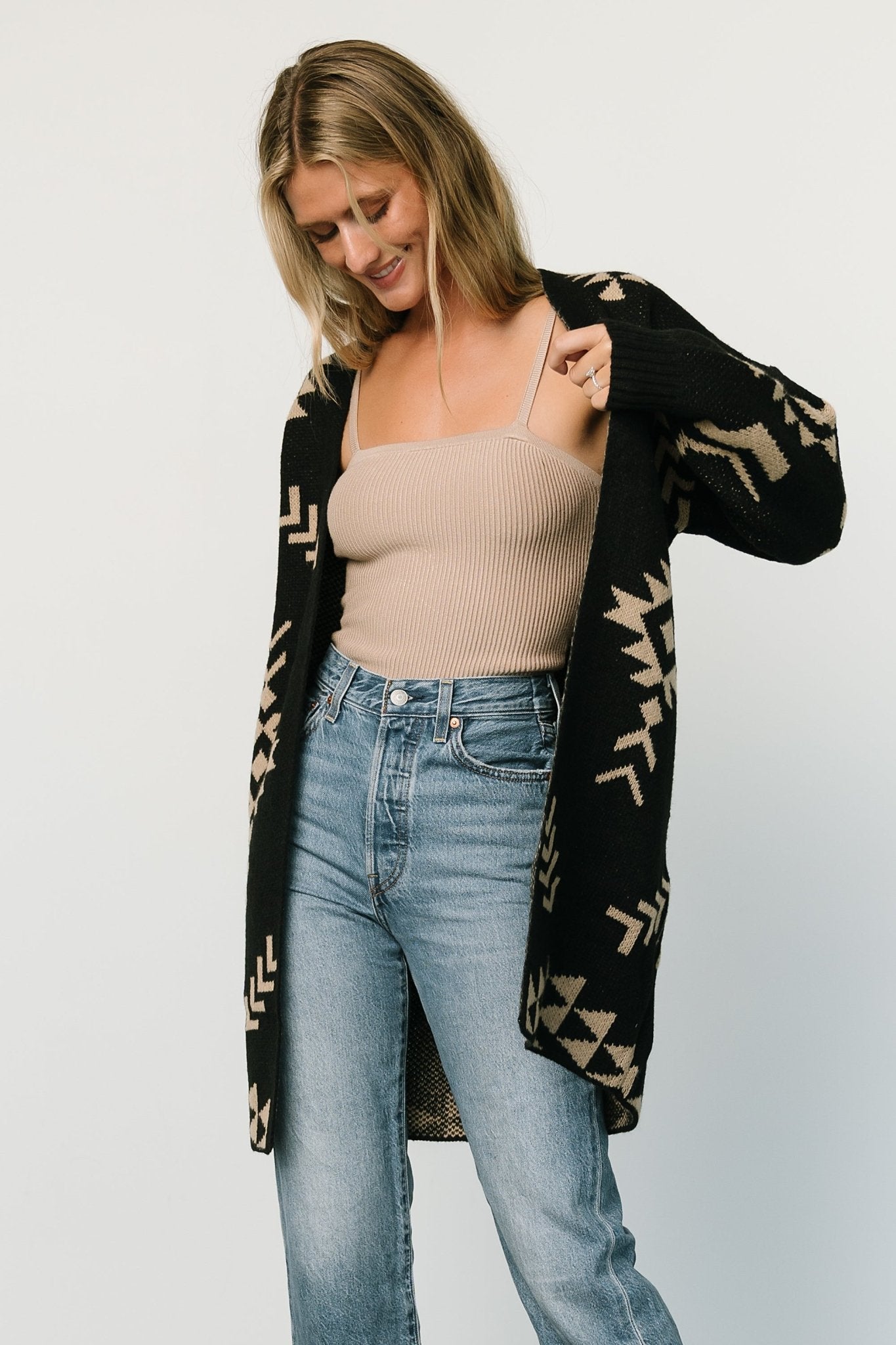 Hays Oversized Cardigan | Black + Tan - Image 8