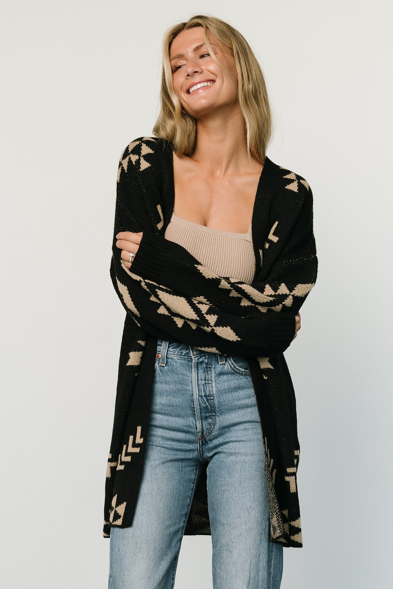 Hays Oversized Cardigan | Black + Tan - Image 2