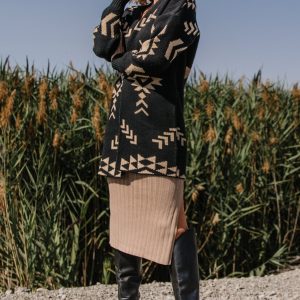 Hays Oversized Cardigan | Black + Tan