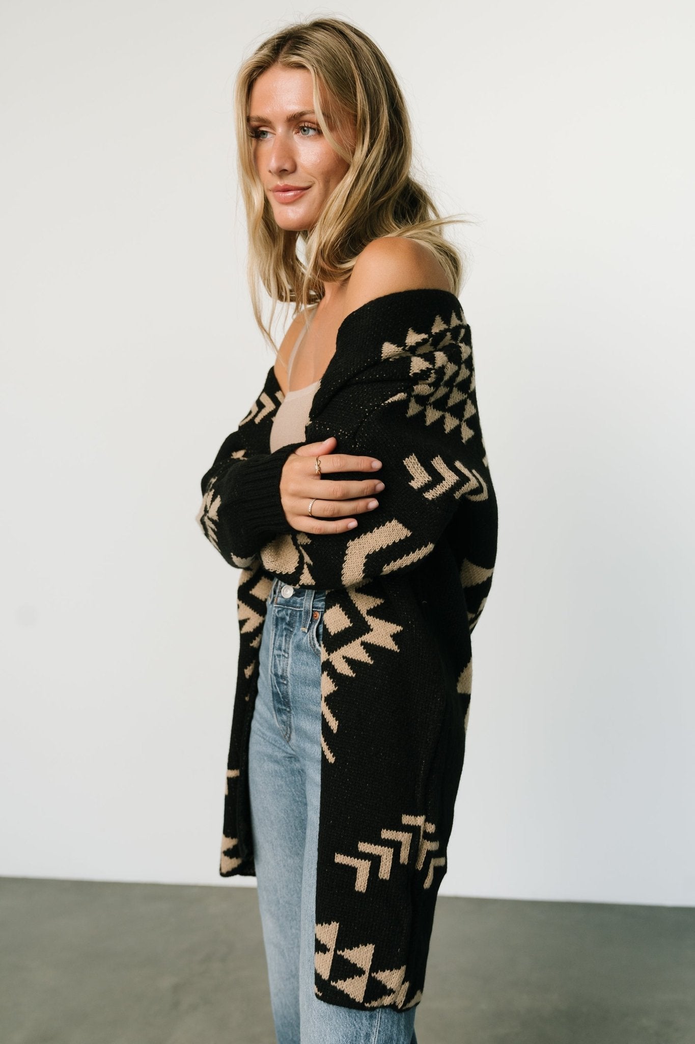 Hays Oversized Cardigan | Black + Tan - Image 7