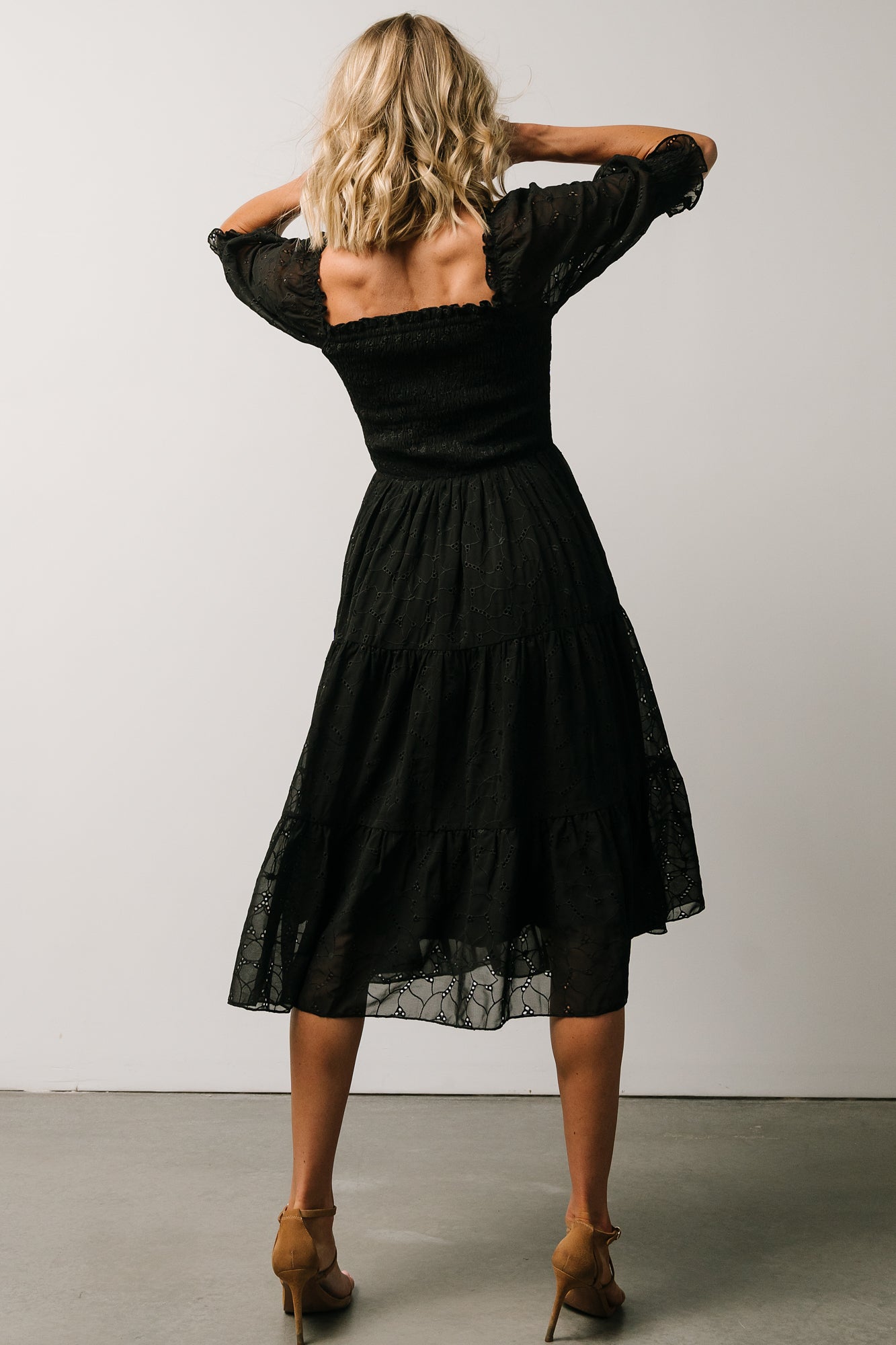 Hazel Eyelet Midi Dress | Black - Image 4