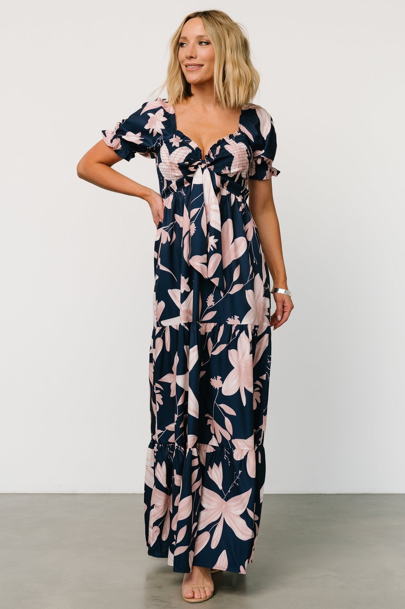 Hilaria Maxi Dress | Navy + Blush - Image 4