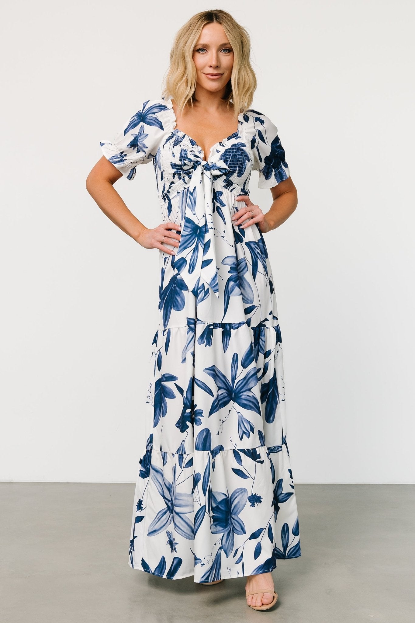 Hilaria Maxi Dress | White + Blue - Image 2