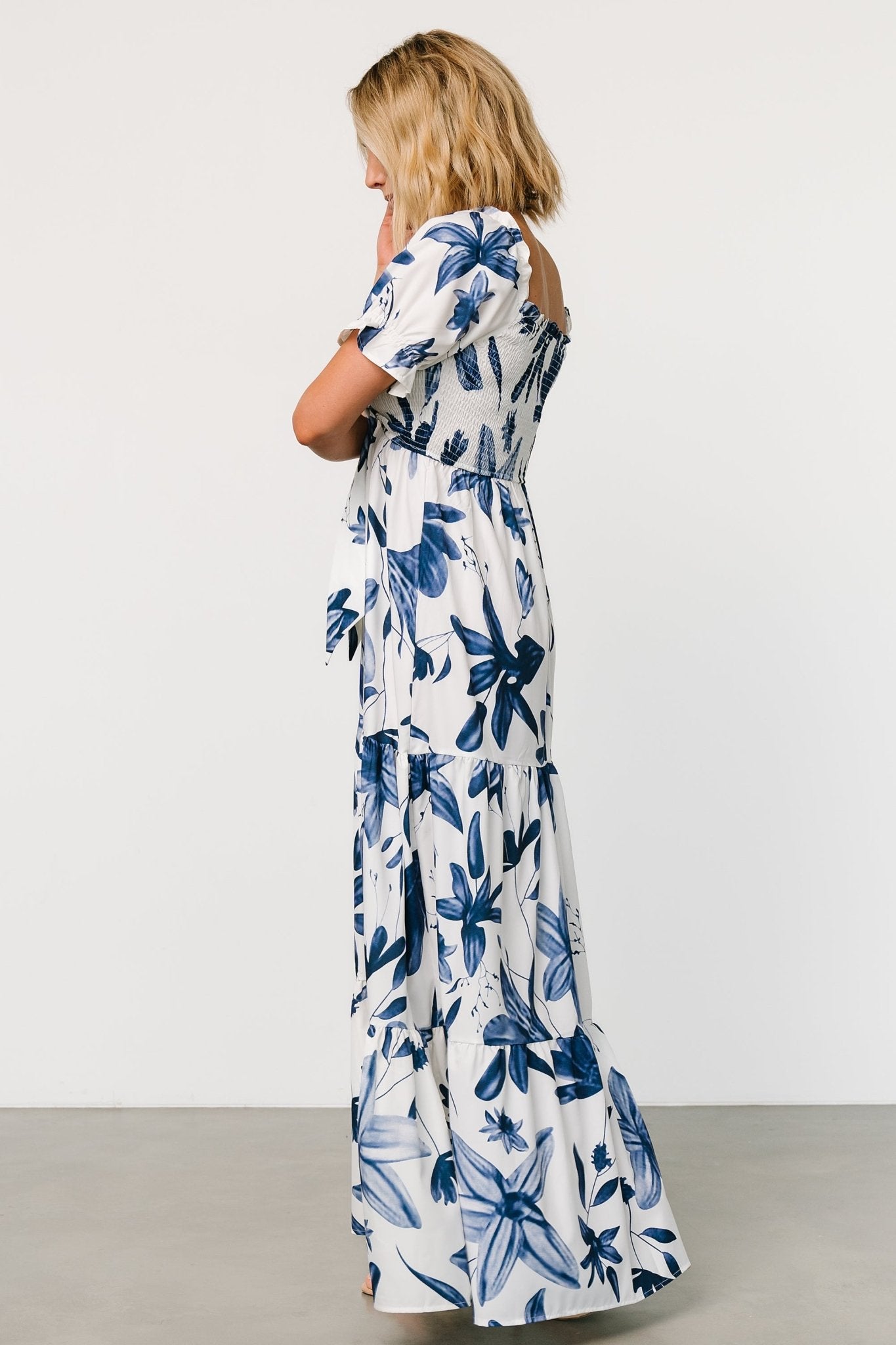 Hilaria Maxi Dress | White + Blue - Image 5