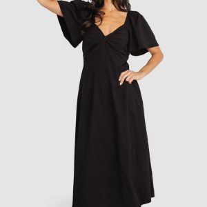 Indie Back Tie Dress | Black