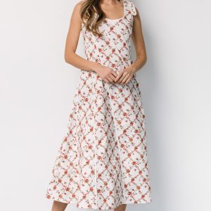 Isla Tank Dress | Off White + Red Floral