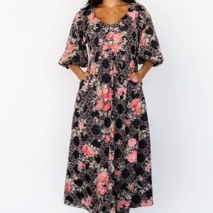 Ivanna Dress | Black + Pink