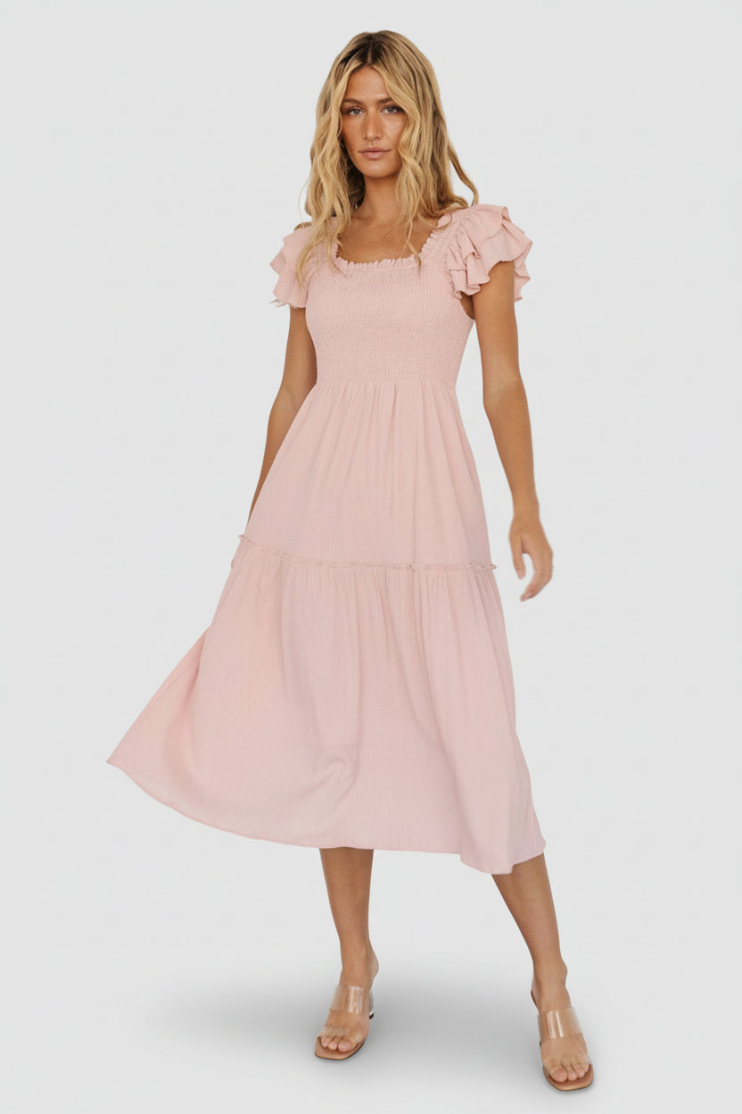 Jacie Smocked Midi Dress | Blush - Image 5