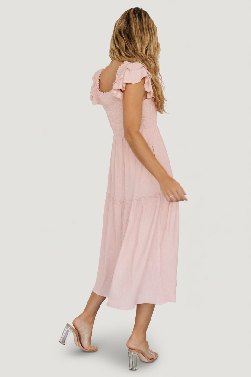 Jacie Smocked Midi Dress | Blush - Image 3