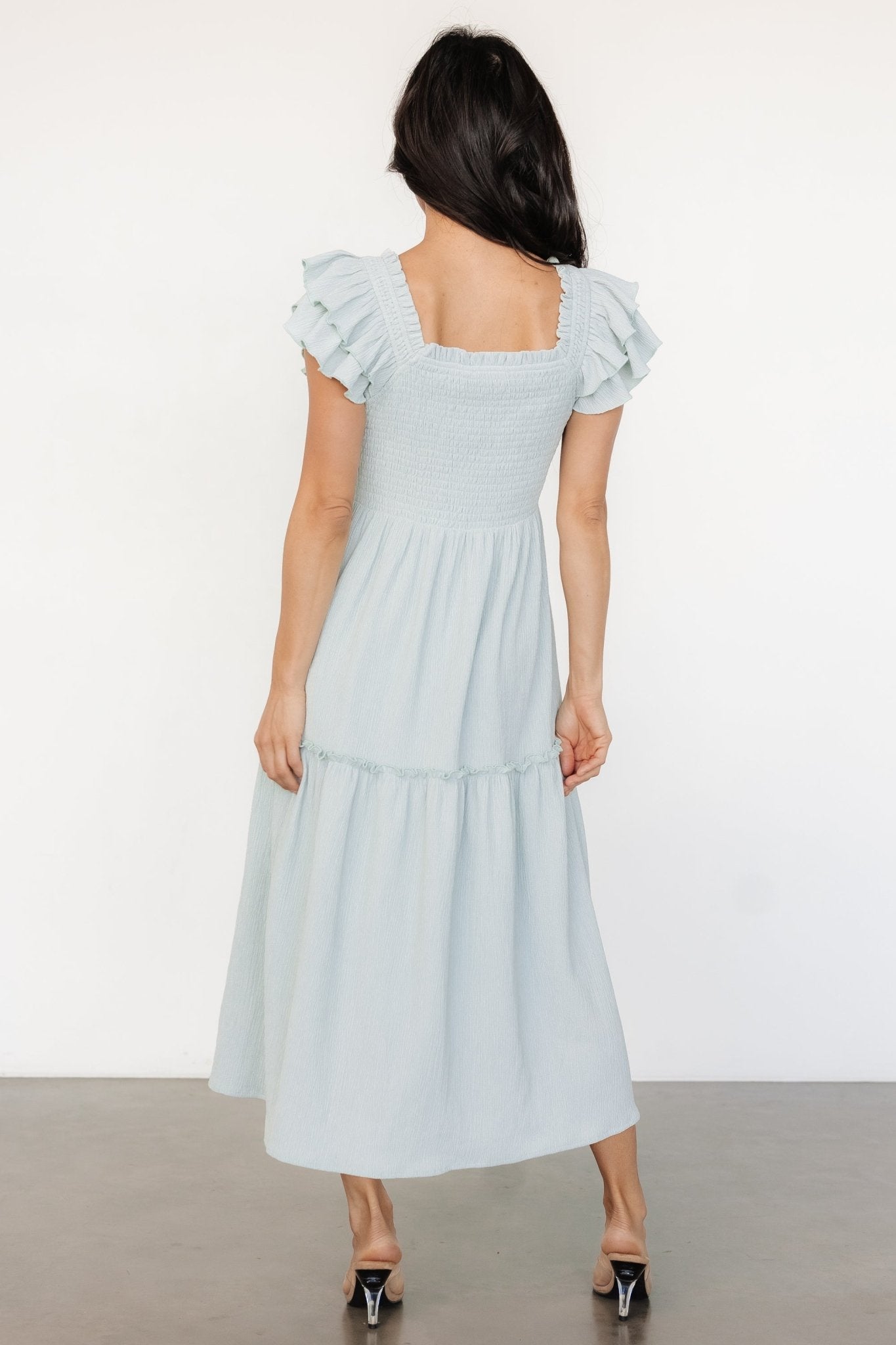 Jacie Smocked Midi Dress | Light Blue - Image 4