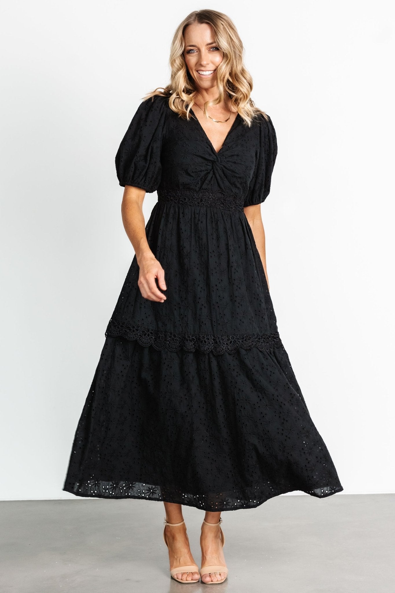 Jackie Eyelet Maxi Dress | Black - Image 9