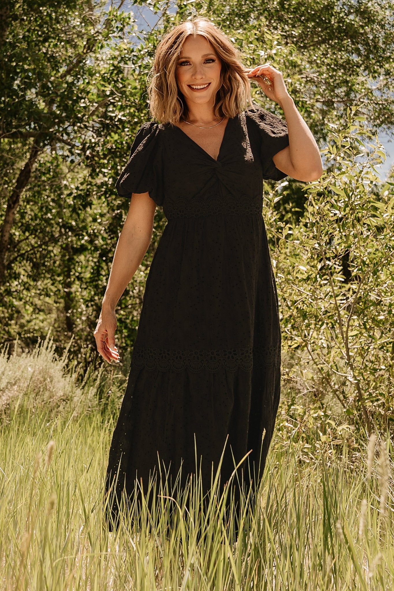 Jackie Eyelet Maxi Dress | Black - Image 11