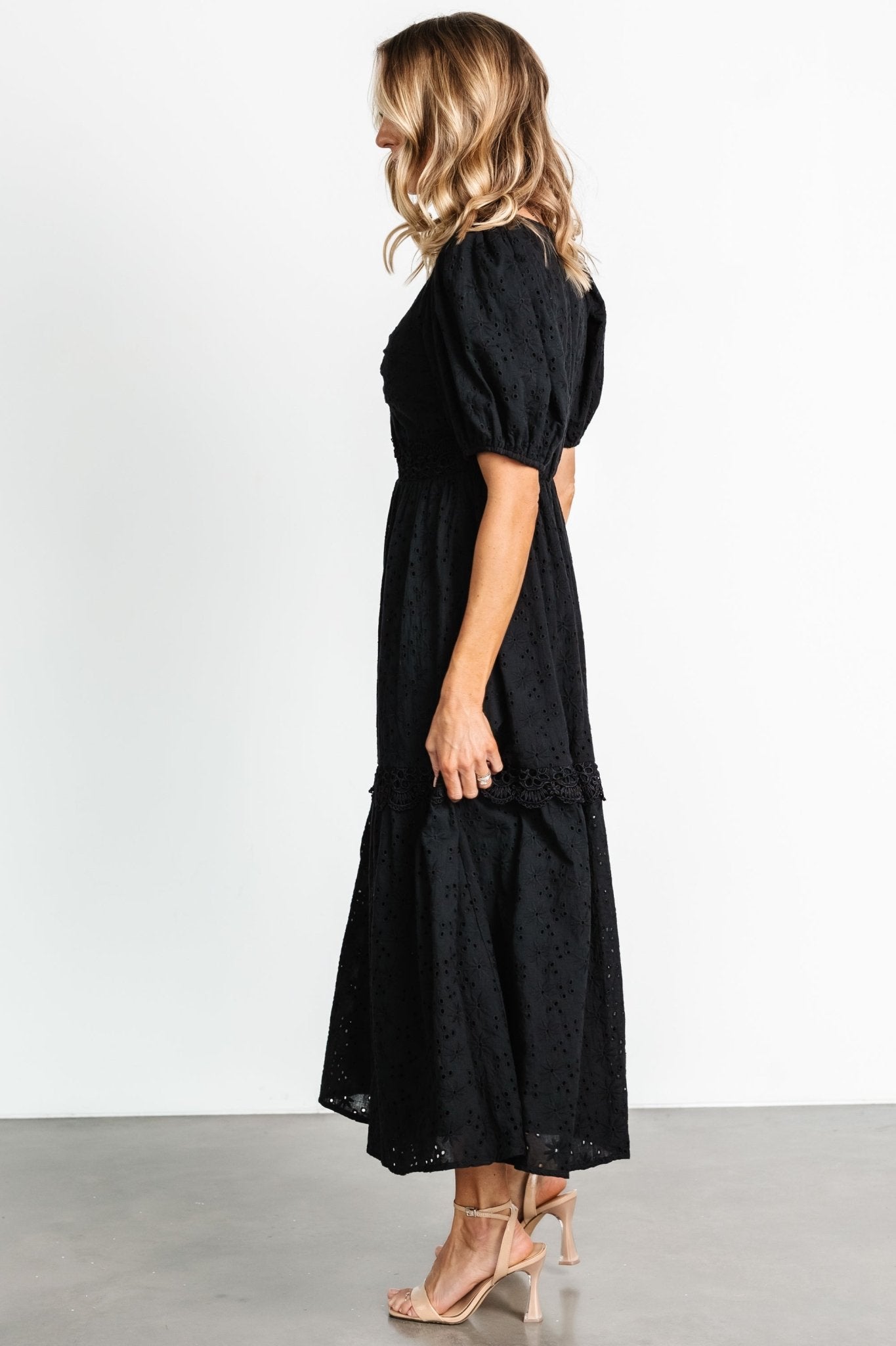 Jackie Eyelet Maxi Dress | Black - Image 10