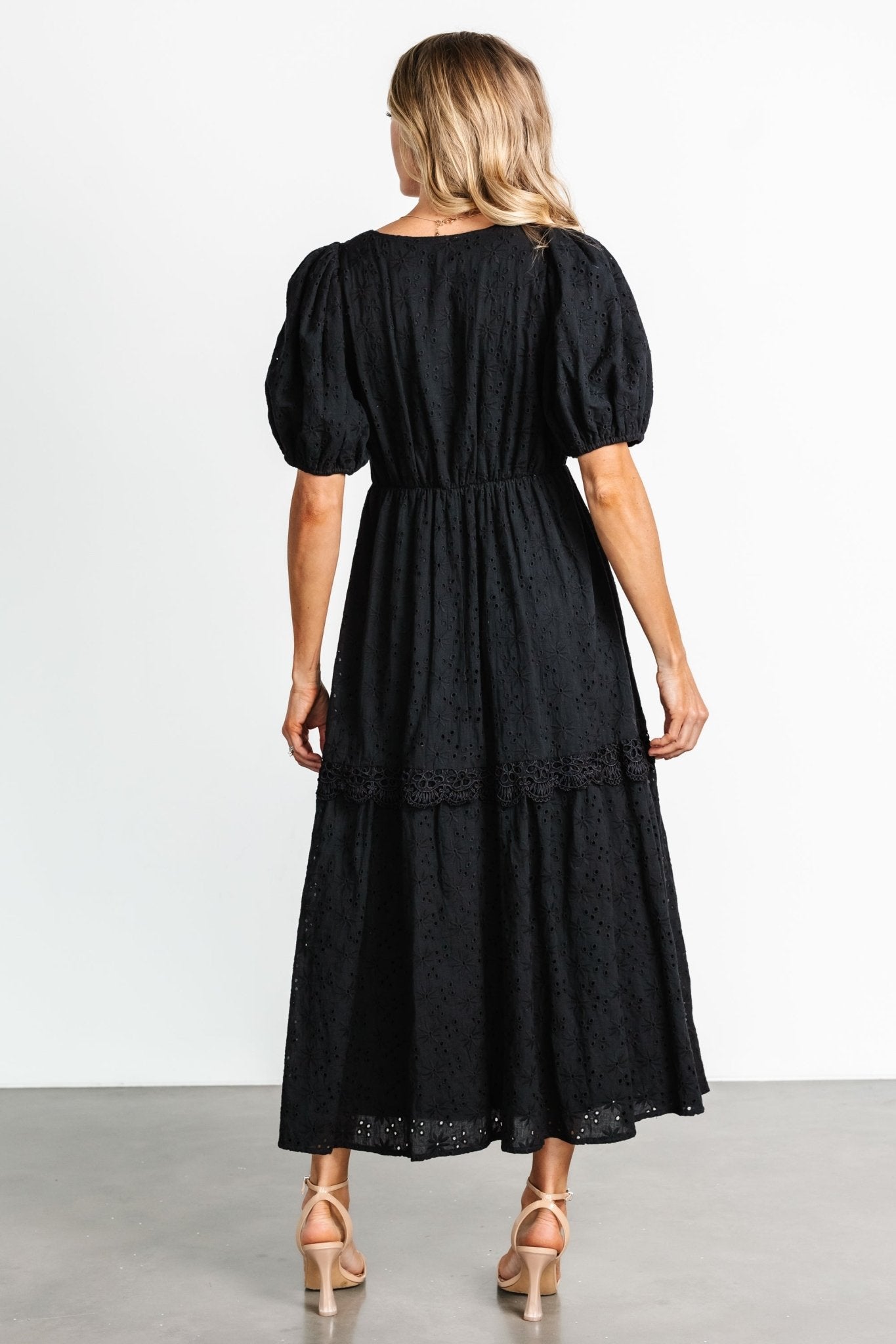 Jackie Eyelet Maxi Dress | Black - Image 12