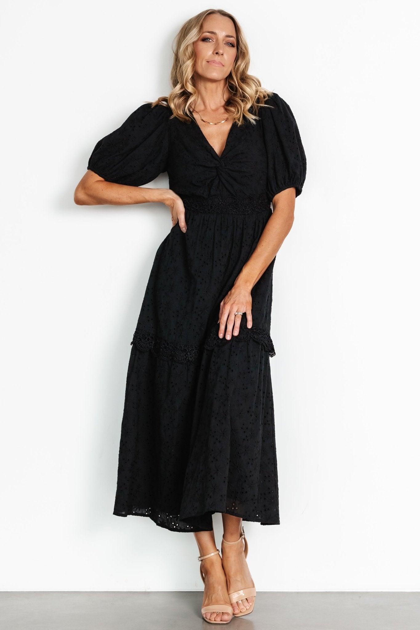 Jackie Eyelet Maxi Dress | Black - Image 7