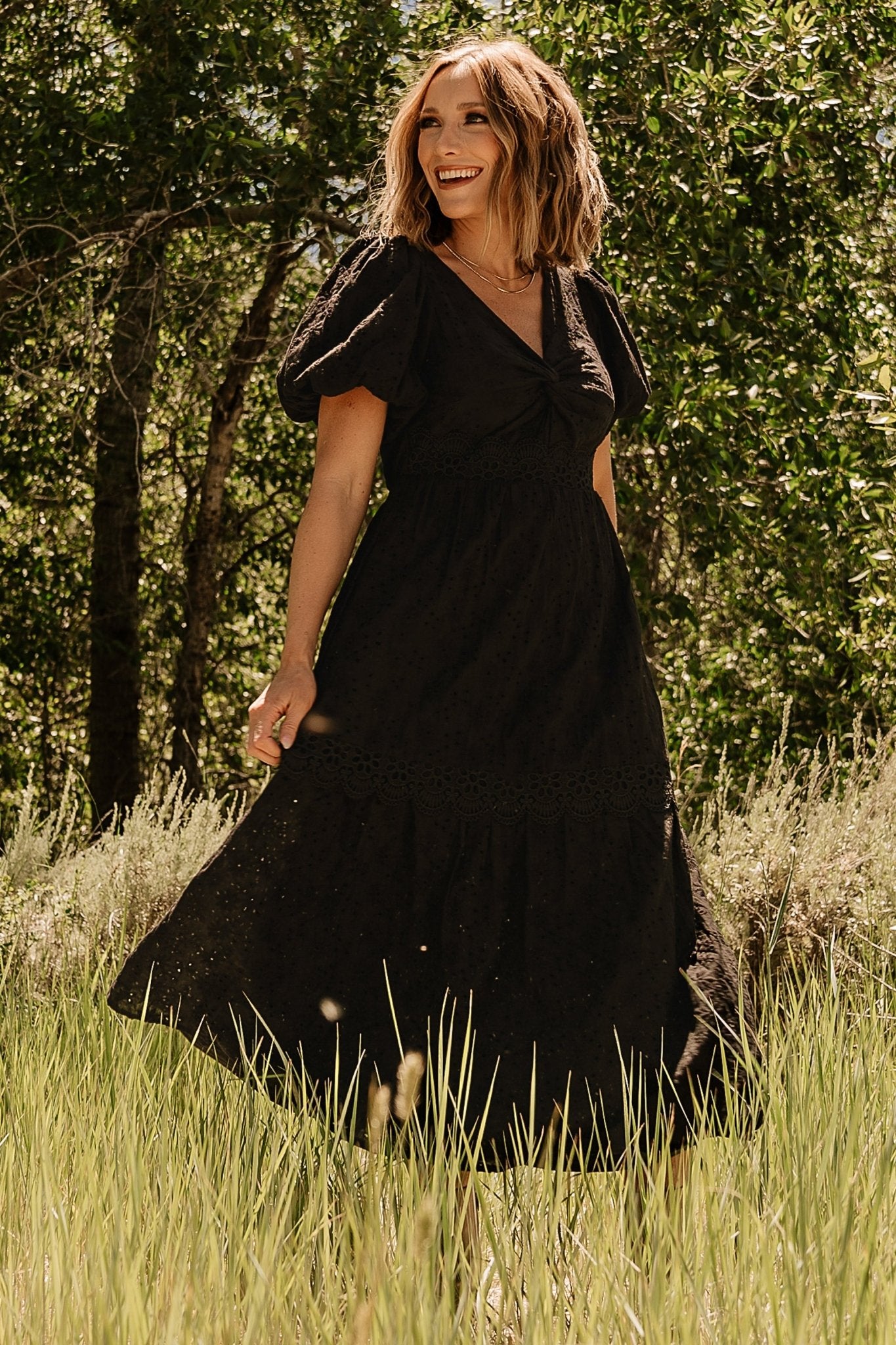 Jackie Eyelet Maxi Dress | Black - Image 6