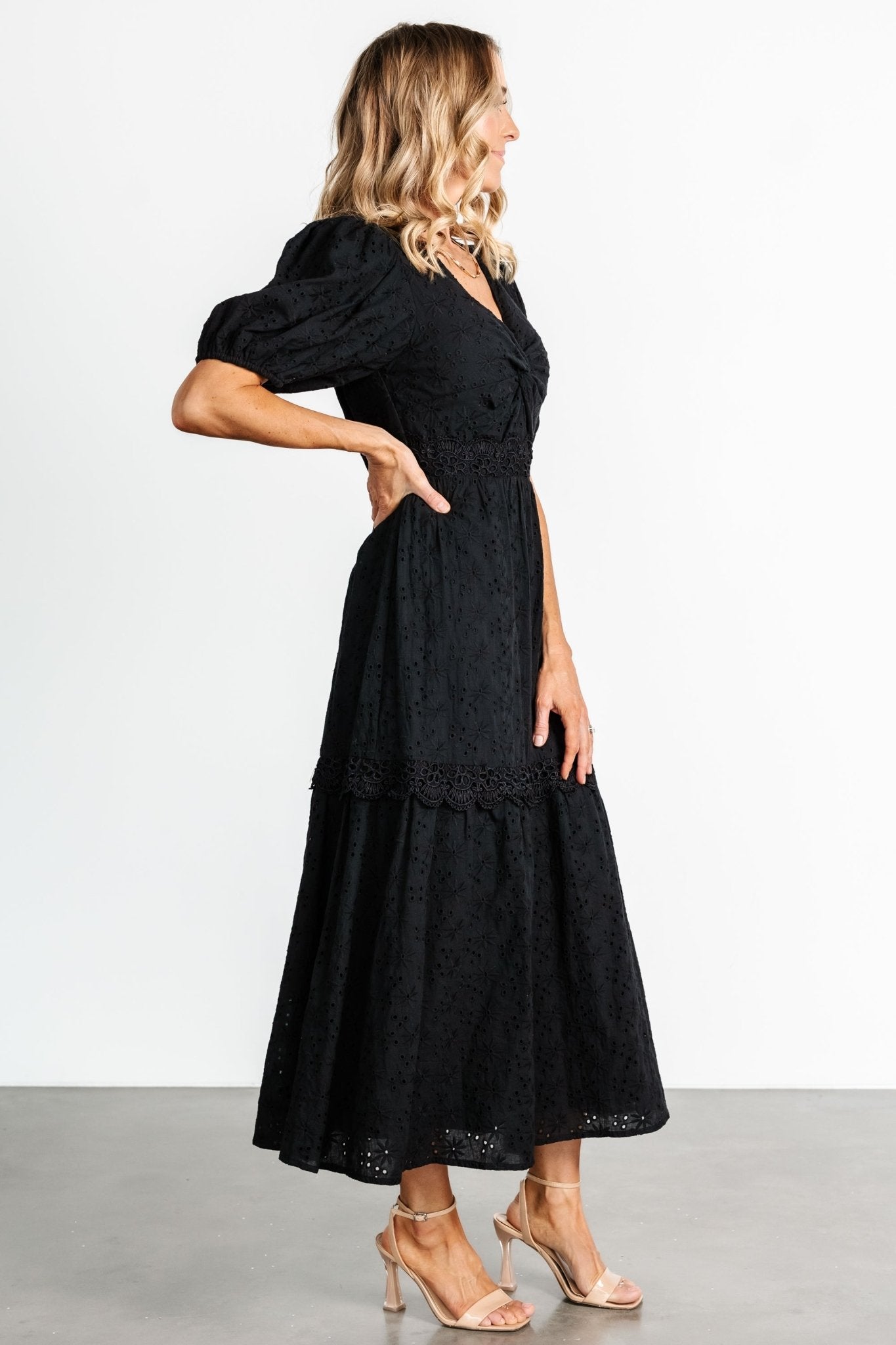 Jackie Eyelet Maxi Dress | Black - Image 5