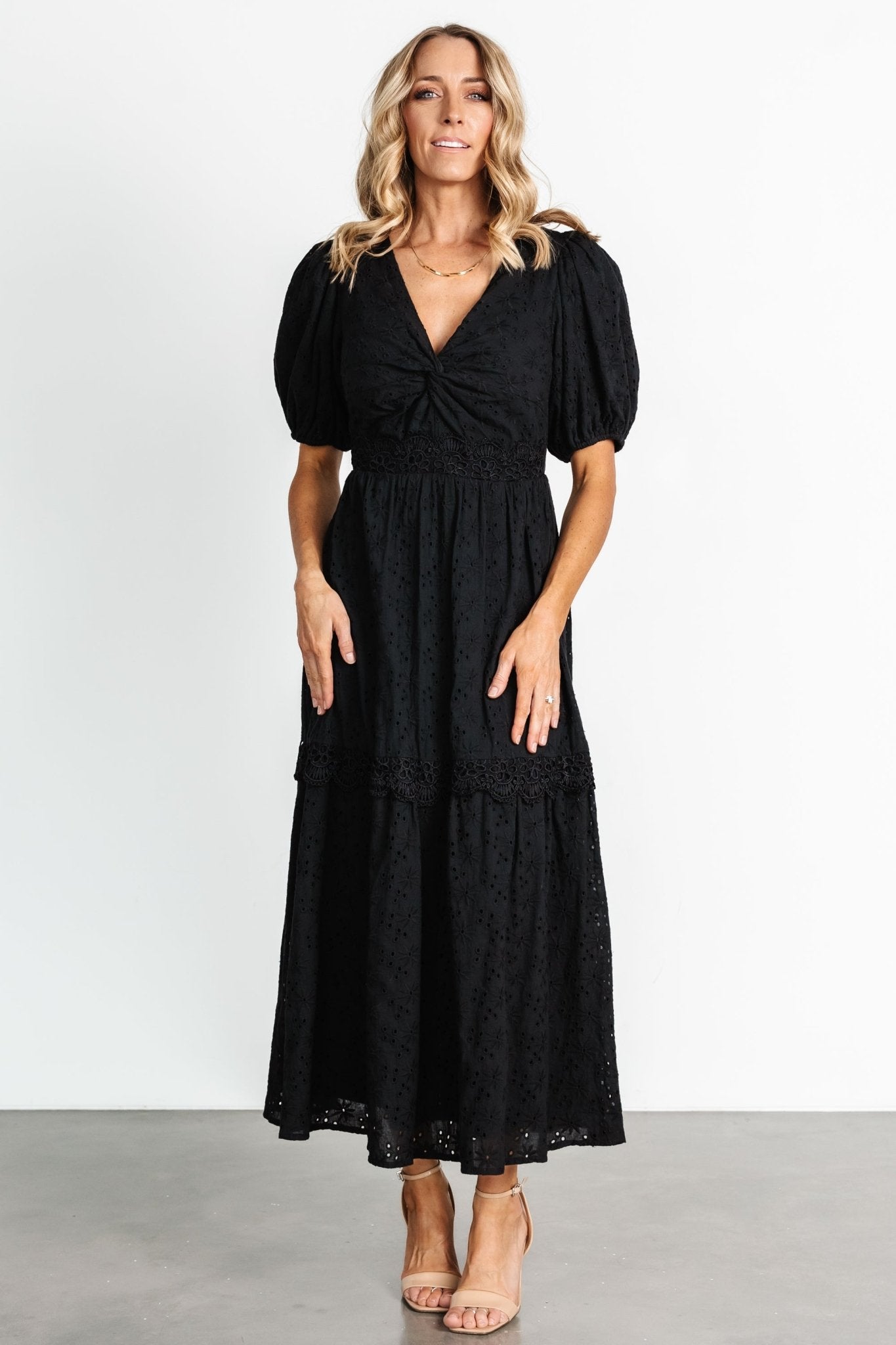 Jackie Eyelet Maxi Dress | Black - Image 2