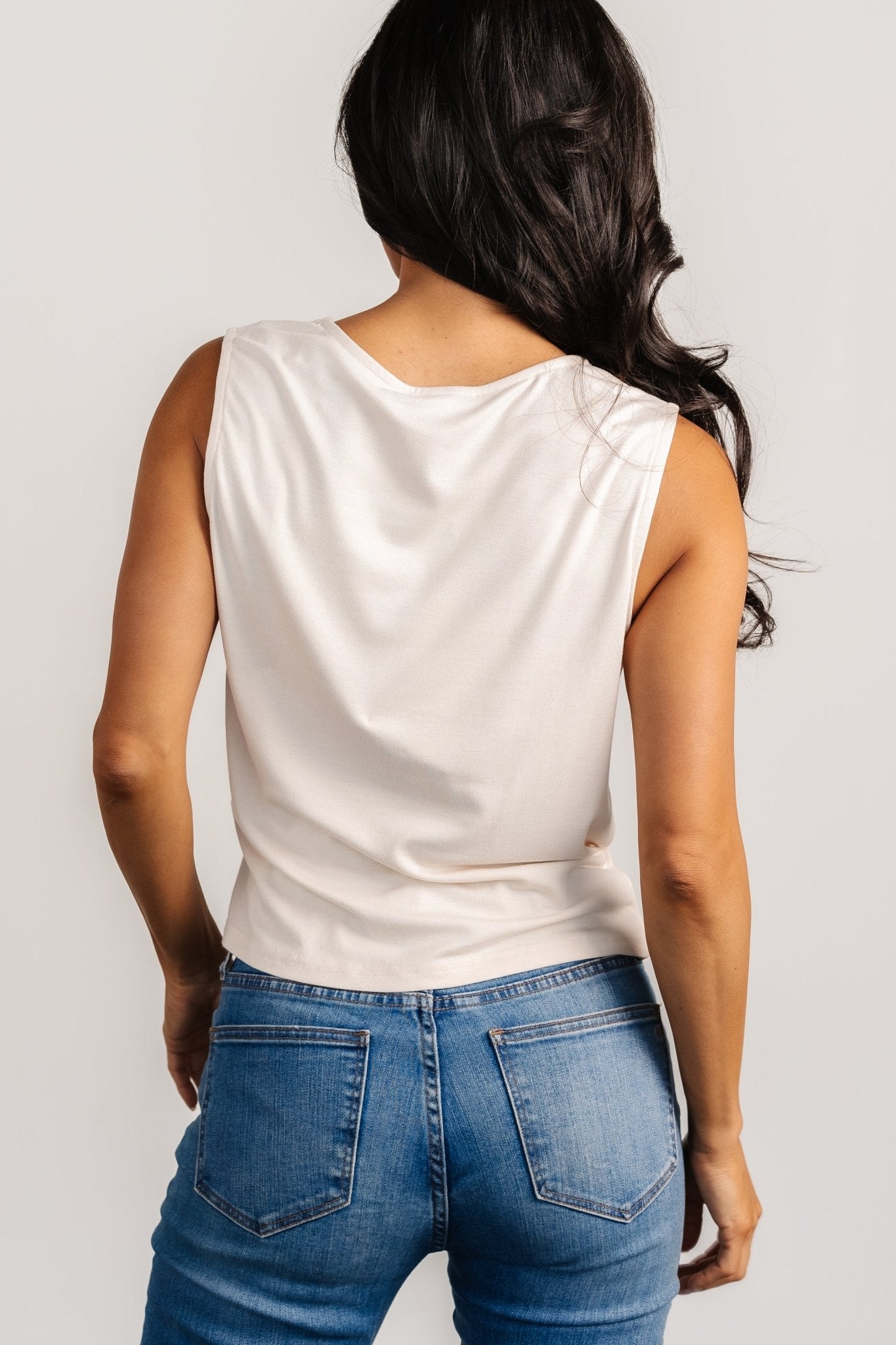 Jia Ruched Tank Top | Beige - Image 3